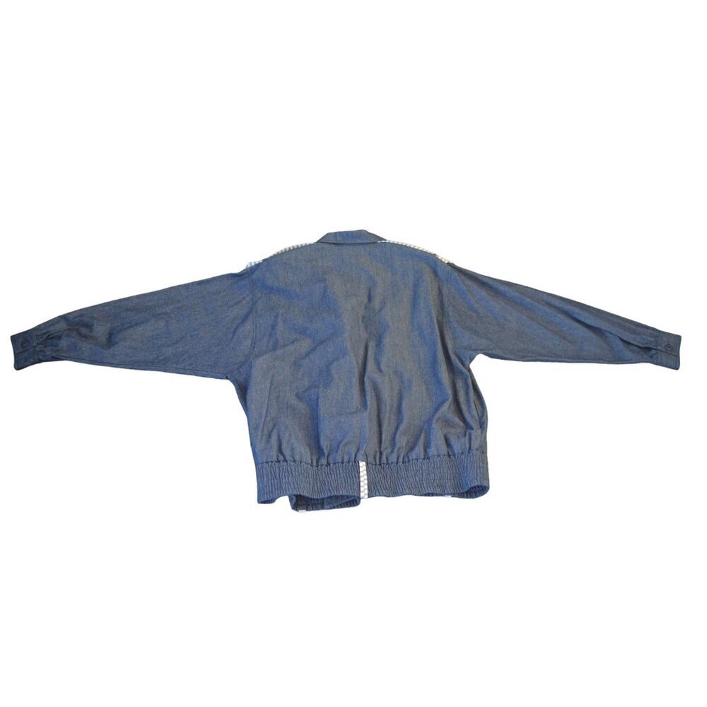 Pierre Lamonte Women's Denim Jacket Size 16 Button-Front Elastic Waist Striped D View 3